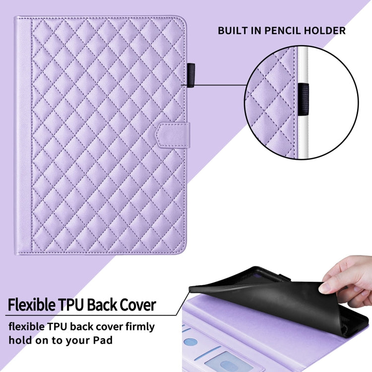For iPad Pro 12.9 2022 / 2021 / 2020 Rhombus Lattice Leather Smart Tablet Case(Purple) - iPad Pro 12.9 (2022/2021) Cases by buy2fix | Online Shopping UK | buy2fix