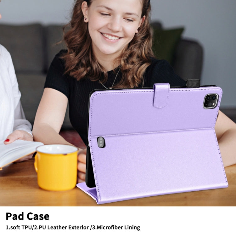 For iPad Pro 12.9 2022 / 2021 / 2020 Rhombus Lattice Leather Smart Tablet Case(Purple) - iPad Pro 12.9 (2022/2021) Cases by buy2fix | Online Shopping UK | buy2fix