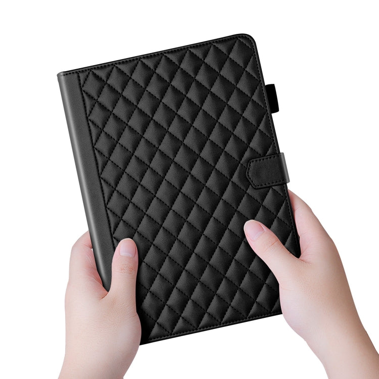 For iPad Pro 12.9 2022 / 2021 / 2020 Rhombus Lattice Leather Smart Tablet Case(Black) - iPad Pro 12.9 (2022/2021) Cases by buy2fix | Online Shopping UK | buy2fix