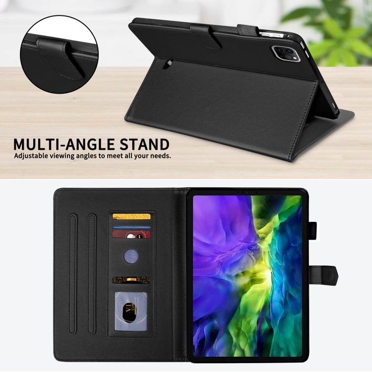 For iPad Pro 12.9 2022 / 2021 / 2020 Rhombus Lattice Leather Smart Tablet Case(Black) - iPad Pro 12.9 (2022/2021) Cases by buy2fix | Online Shopping UK | buy2fix