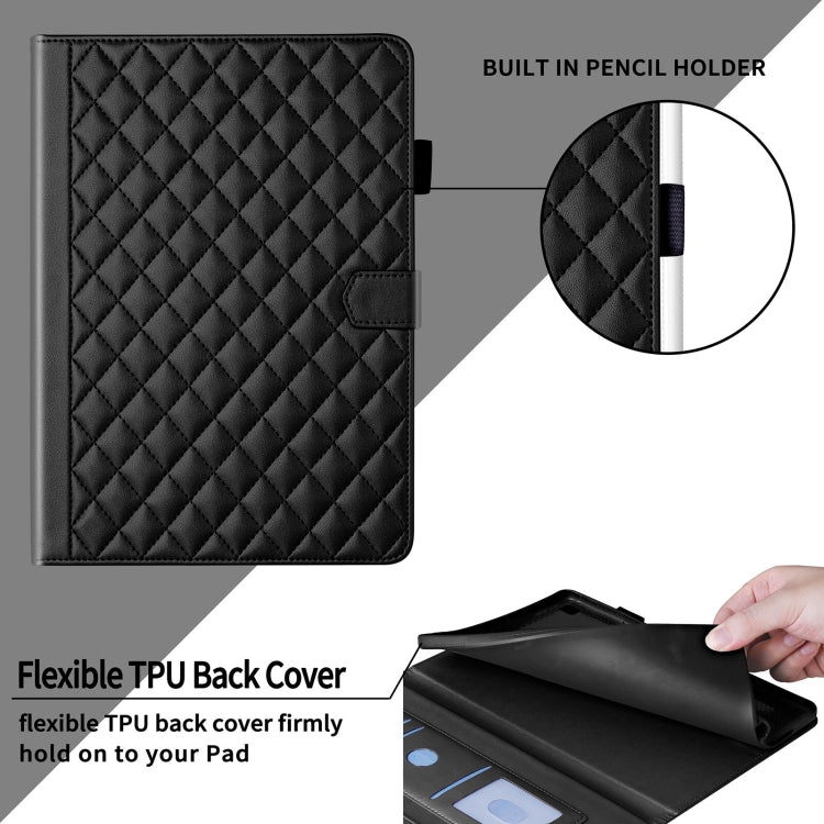 For iPad Pro 12.9 2022 / 2021 / 2020 Rhombus Lattice Leather Smart Tablet Case(Black) - iPad Pro 12.9 (2022/2021) Cases by buy2fix | Online Shopping UK | buy2fix