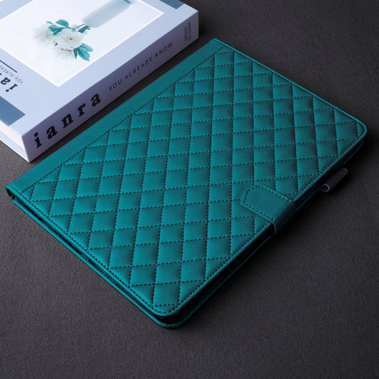 For iPad 10.2 2021 / 2020 / 10.5 Rhombus Lattice Leather Smart Tablet Case(Dark Green) - iPad 10.2 Cases by buy2fix | Online Shopping UK | buy2fix