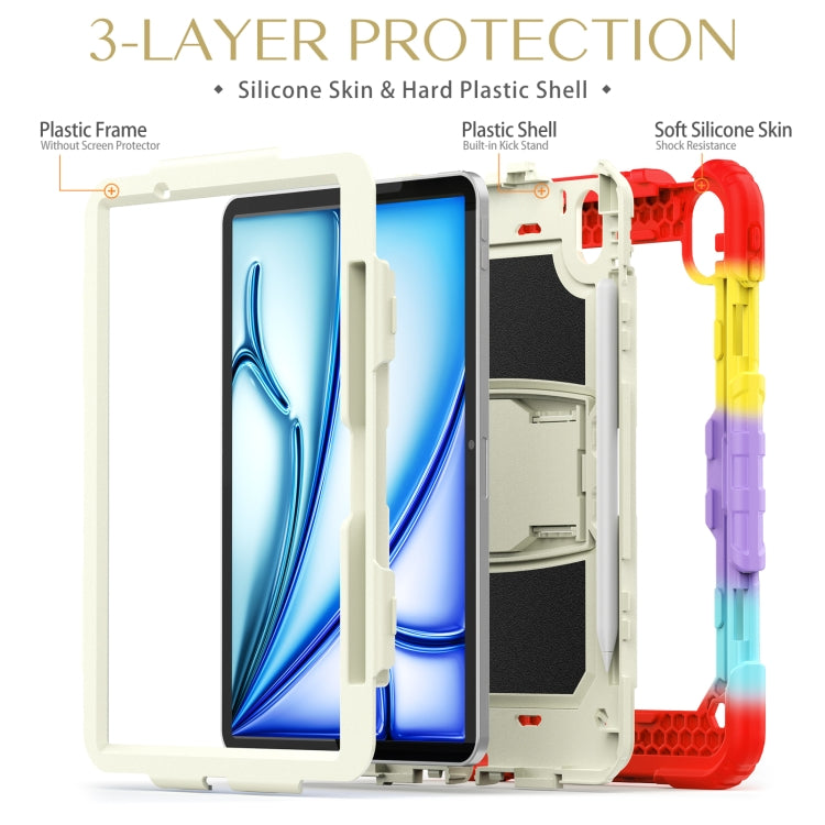 For iPad Air 11 2025 / 2024 Silicone Hydric PC Tablet Case with Shoulder Strap & Holder(Camouflage Red) - iPad Air 11 2025 / 2024 Cases by buy2fix | Online Shopping UK | buy2fix