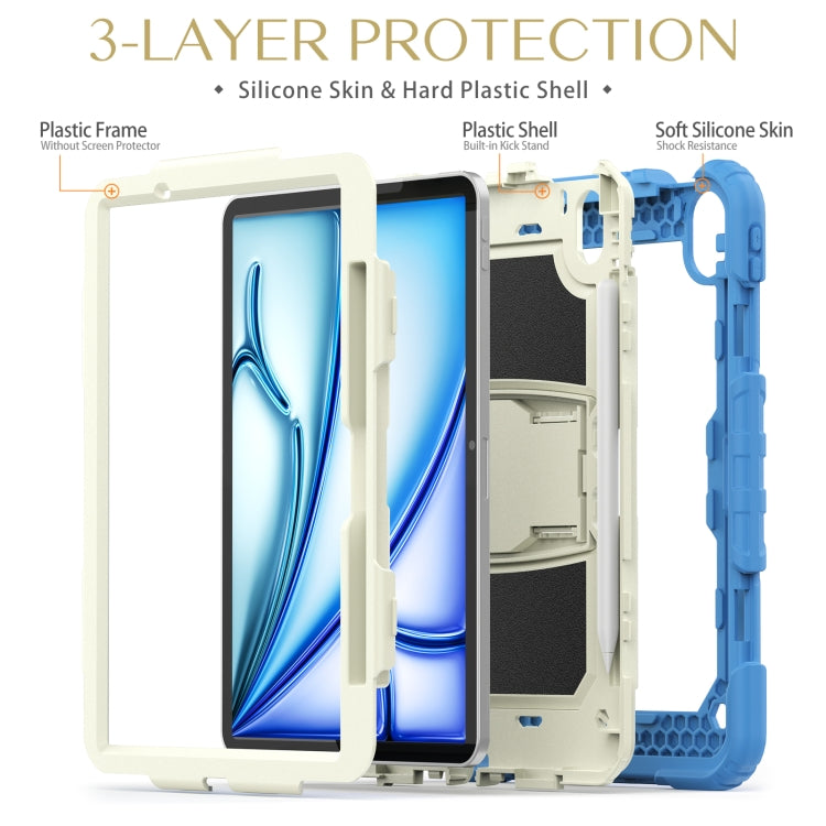 For iPad Air 11 2025 / 2024 Silicone Hydric PC Tablet Case with Shoulder Strap & Holder(Cyan-blue) - iPad Air 11 2025 / 2024 Cases by buy2fix | Online Shopping UK | buy2fix