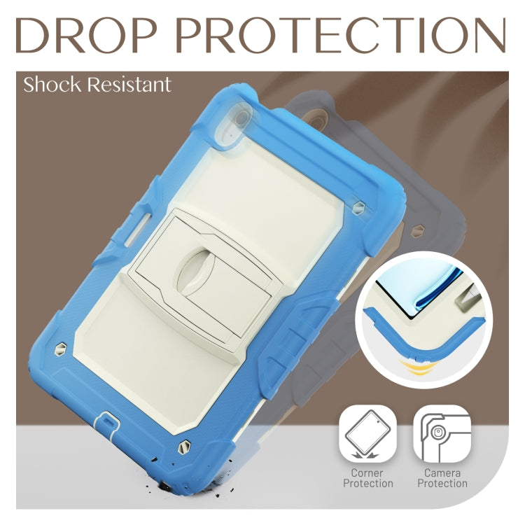 For iPad Air 11 2025 / 2024 Silicone Hydric PC Tablet Case with Shoulder Strap & Holder(Cyan-blue) - iPad Air 11 2025 / 2024 Cases by buy2fix | Online Shopping UK | buy2fix
