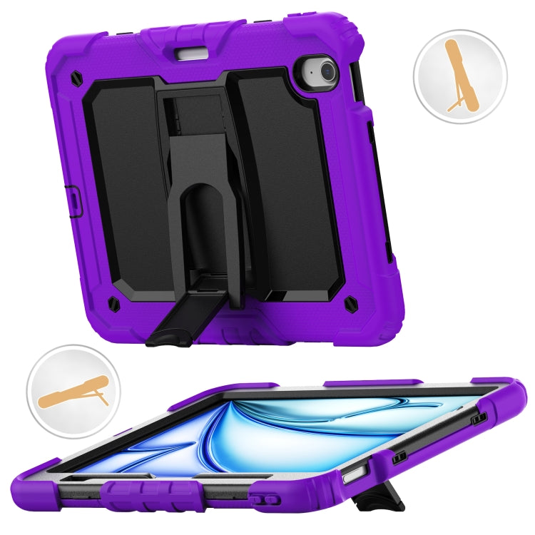 For iPad Air 11 2025 / 2024 Silicone Hydric PC Tablet Case with Shoulder Strap & Holder(Purple) - iPad Air 11 2025 / 2024 Cases by buy2fix | Online Shopping UK | buy2fix