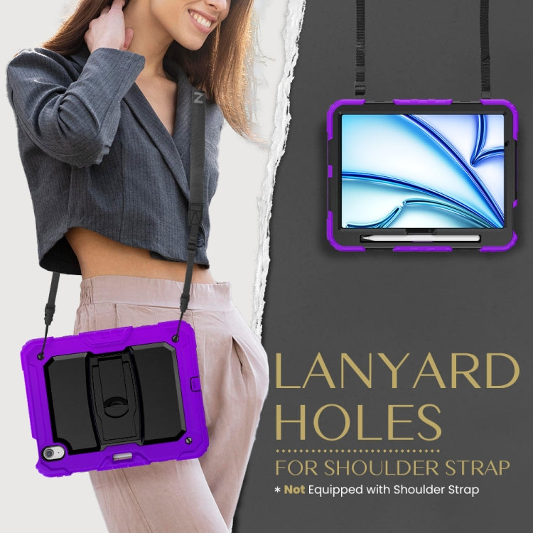 For iPad Air 11 2025 / 2024 Silicone Hydric PC Tablet Case with Shoulder Strap & Holder(Purple) - iPad Air 11 2025 / 2024 Cases by buy2fix | Online Shopping UK | buy2fix