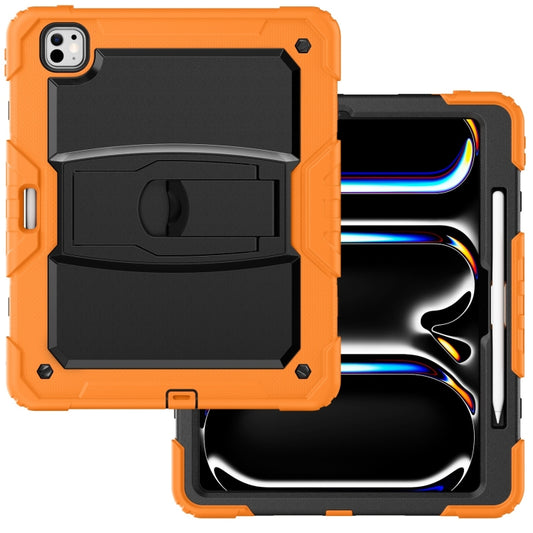 For iPad Pro 13 2025 / 2024 Silicone Hydric PC Tablet Case with Shoulder Strap & Holder(Orange) by buy2fix