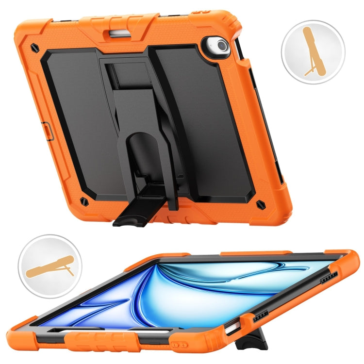 For iPad Air 13 2025 / 2024 Silicone Hydric PC Tablet Case with Shoulder Strap & Holder(Orange) - iPad Air 13 2025 / 2024 Cases by buy2fix | Online Shopping UK | buy2fix