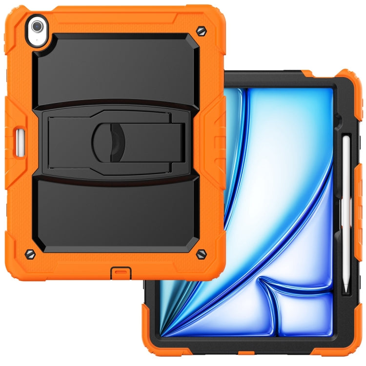 For iPad Air 13 2025 / 2024 Silicone Hydric PC Tablet Case with Shoulder Strap & Holder(Orange) - iPad Air 13 2025 / 2024 Cases by buy2fix | Online Shopping UK | buy2fix