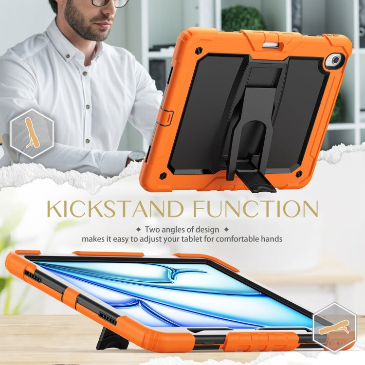 For iPad Air 13 2025 / 2024 Silicone Hydric PC Tablet Case with Shoulder Strap & Holder(Orange) - iPad Air 13 2025 / 2024 Cases by buy2fix | Online Shopping UK | buy2fix