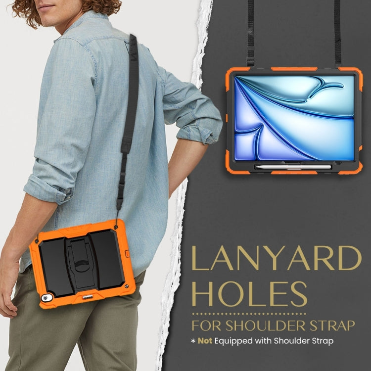 For iPad Air 13 2025 / 2024 Silicone Hydric PC Tablet Case with Shoulder Strap & Holder(Orange) - iPad Air 13 2025 / 2024 Cases by buy2fix | Online Shopping UK | buy2fix