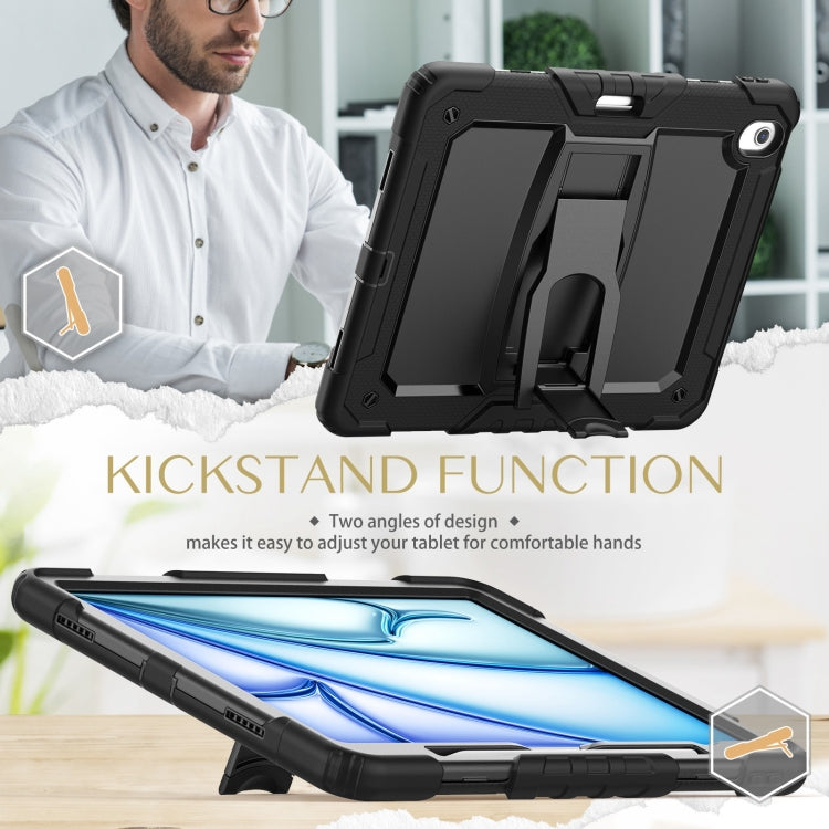 For iPad Air 13 2025 / 2024 Silicone Hydric PC Tablet Case with Shoulder Strap & Holder(Black) - iPad Air 13 2025 / 2024 Cases by buy2fix | Online Shopping UK | buy2fix