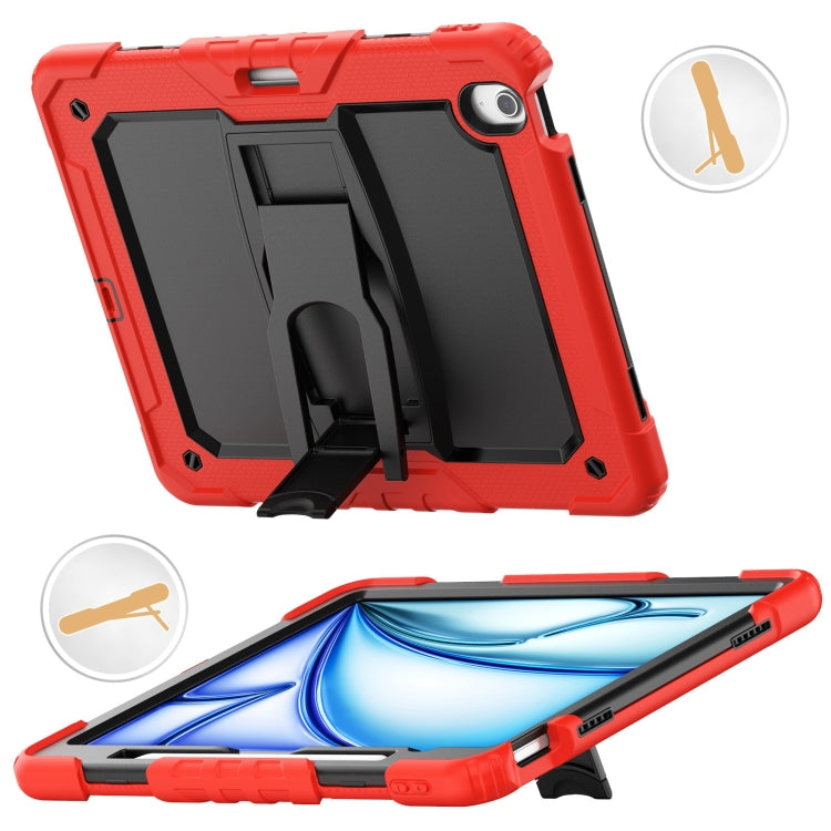For iPad Air 13 2025 / 2024 Silicone Hydric PC Tablet Case with Shoulder Strap & Holder(Red) - iPad Air 13 2025 / 2024 Cases by buy2fix | Online Shopping UK | buy2fix