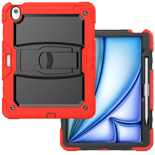 For iPad Air 13 2025 / 2024 Silicone Hydric PC Tablet Case with Shoulder Strap & Holder(Red) by buy2fix