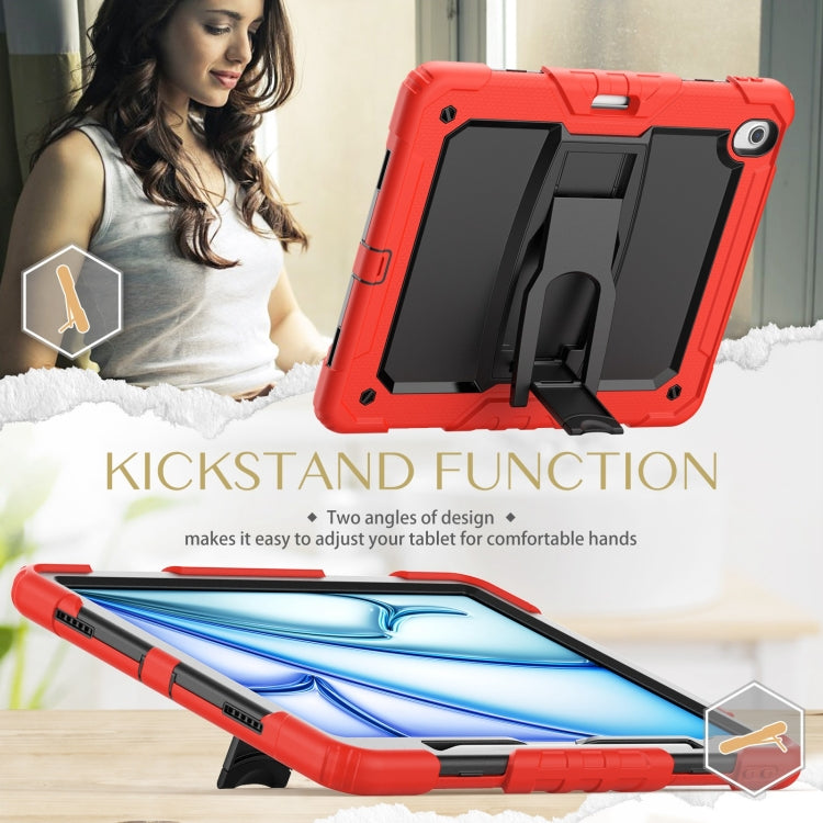 For iPad Air 13 2025 / 2024 Silicone Hydric PC Tablet Case with Shoulder Strap & Holder(Red) - iPad Air 13 2025 / 2024 Cases by buy2fix | Online Shopping UK | buy2fix