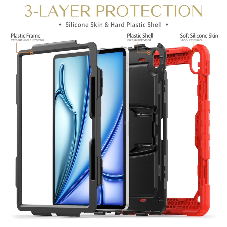 For iPad Air 13 2025 / 2024 Silicone Hydric PC Tablet Case with Shoulder Strap & Holder(Red) - iPad Air 13 2025 / 2024 Cases by buy2fix | Online Shopping UK | buy2fix