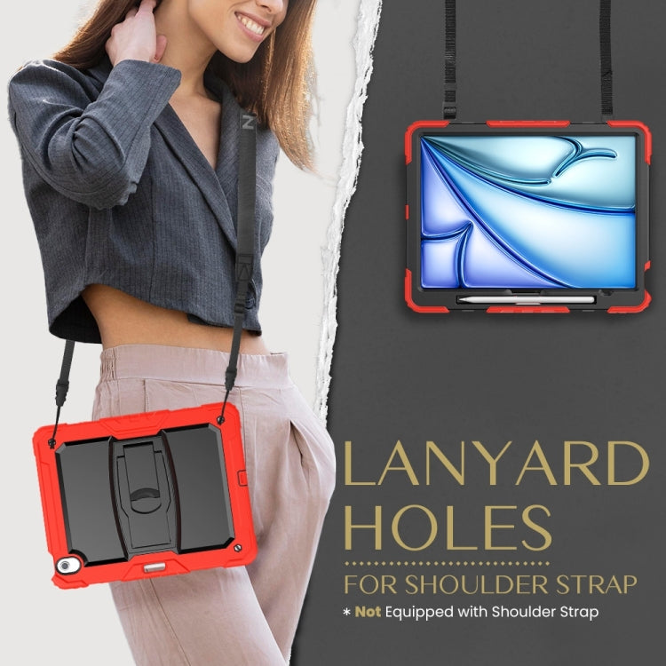 For iPad Air 13 2025 / 2024 Silicone Hydric PC Tablet Case with Shoulder Strap & Holder(Red) - iPad Air 13 2025 / 2024 Cases by buy2fix | Online Shopping UK | buy2fix