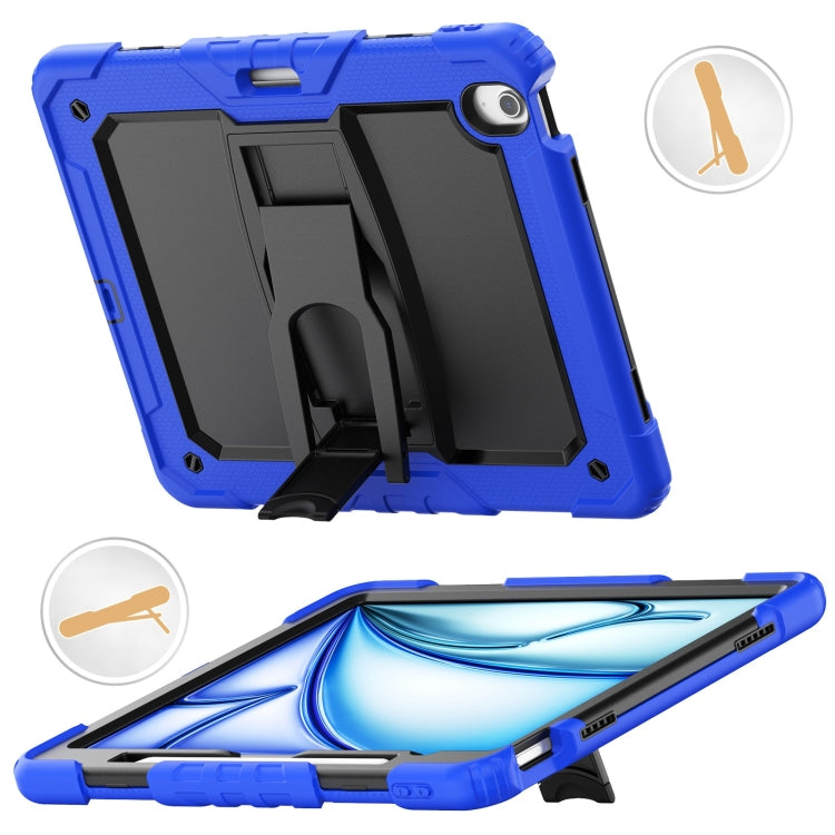 For iPad Air 13 2025 / 2024 Silicone Hydric PC Tablet Case with Shoulder Strap & Holder(Blue) - iPad Air 13 2025 / 2024 Cases by buy2fix | Online Shopping UK | buy2fix