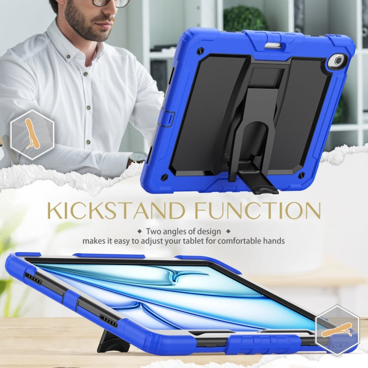 For iPad Air 13 2025 / 2024 Silicone Hydric PC Tablet Case with Shoulder Strap & Holder(Blue) - iPad Air 13 2025 / 2024 Cases by buy2fix | Online Shopping UK | buy2fix