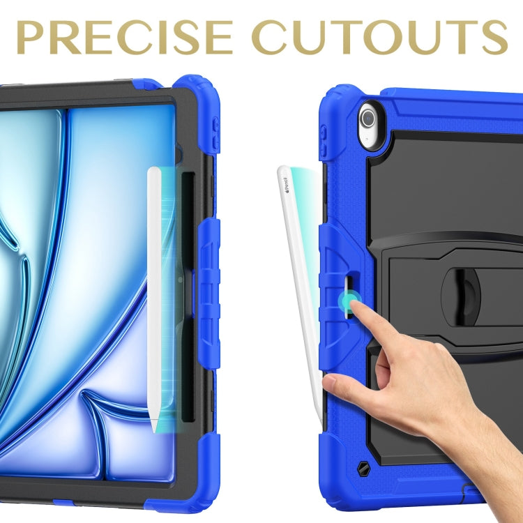 For iPad Air 13 2025 / 2024 Silicone Hydric PC Tablet Case with Shoulder Strap & Holder(Blue) - iPad Air 13 2025 / 2024 Cases by buy2fix | Online Shopping UK | buy2fix