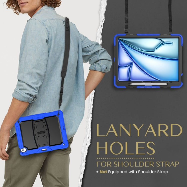 For iPad Air 13 2025 / 2024 Silicone Hydric PC Tablet Case with Shoulder Strap & Holder(Blue) - iPad Air 13 2025 / 2024 Cases by buy2fix | Online Shopping UK | buy2fix