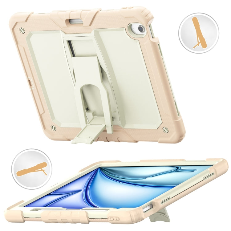 For iPad Air 13 2025 / 2024 Silicone Hydric PC Tablet Case with Shoulder Strap & Holder(Beige Rose Gold) - iPad Air 13 2025 / 2024 Cases by buy2fix | Online Shopping UK | buy2fix
