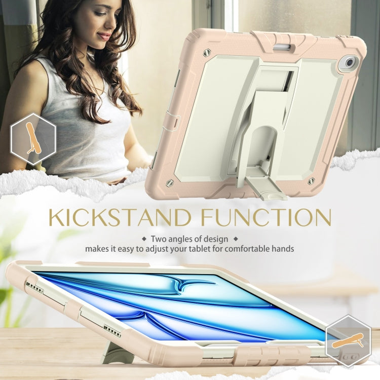 For iPad Air 13 2025 / 2024 Silicone Hydric PC Tablet Case with Shoulder Strap & Holder(Beige Rose Gold) - iPad Air 13 2025 / 2024 Cases by buy2fix | Online Shopping UK | buy2fix