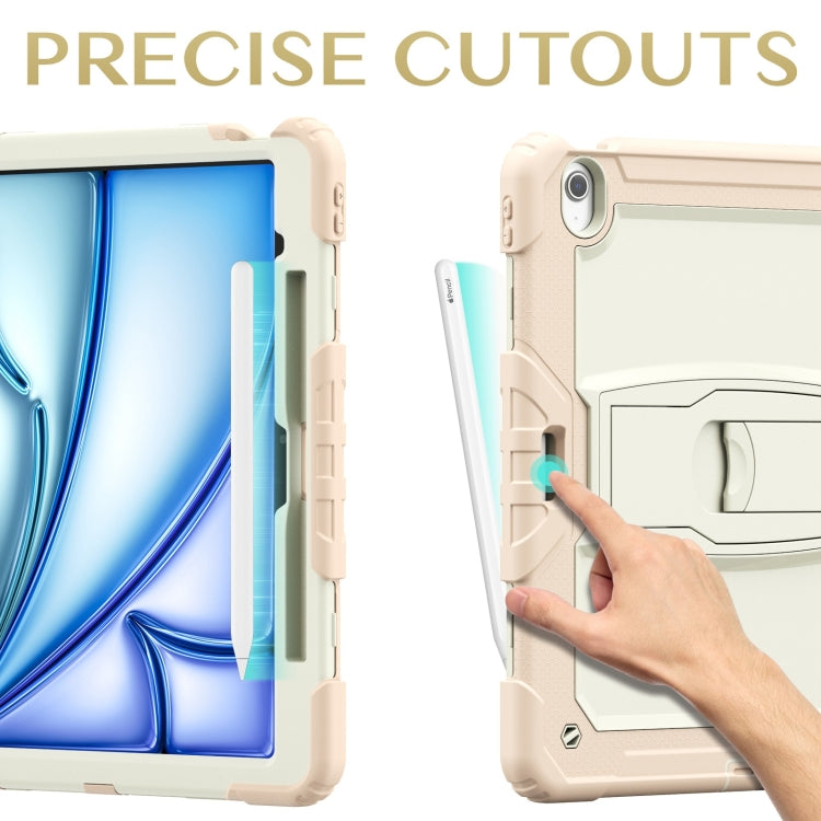 For iPad Air 13 2025 / 2024 Silicone Hydric PC Tablet Case with Shoulder Strap & Holder(Beige Rose Gold) - iPad Air 13 2025 / 2024 Cases by buy2fix | Online Shopping UK | buy2fix