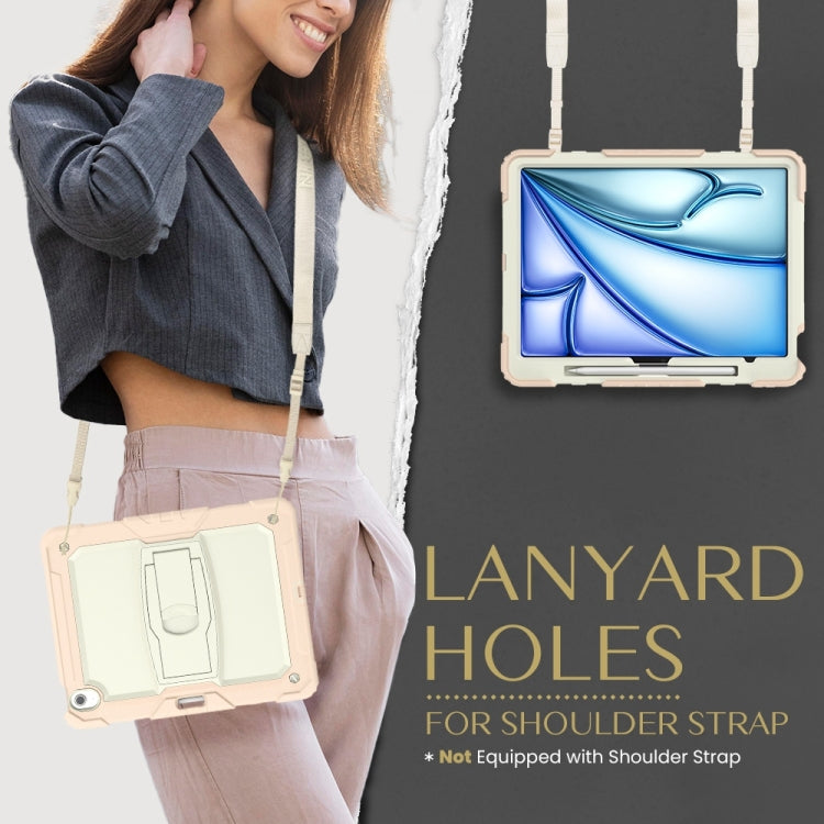 For iPad Air 13 2025 / 2024 Silicone Hydric PC Tablet Case with Shoulder Strap & Holder(Beige Rose Gold) - iPad Air 13 2025 / 2024 Cases by buy2fix | Online Shopping UK | buy2fix