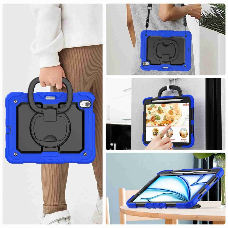 For iPad Air 11 2025 / 2024 Handle Silicone Hydric PC Tablet Case with Shoulder Strap(Blue) - iPad Air 11 2025 / 2024 Cases by buy2fix | Online Shopping UK | buy2fix