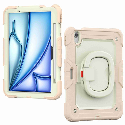 For iPad Air 11 2025 / 2024 Handle Silicone Hydric PC Tablet Case with Shoulder Strap(Rose Gold) by buy2fix