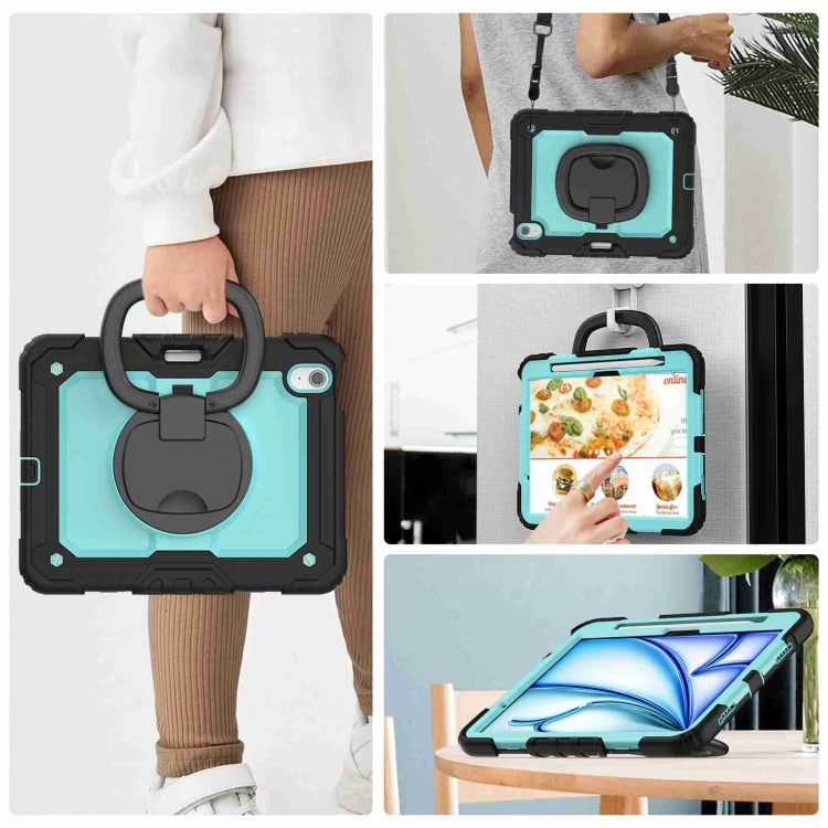 For iPad Air 11 2025 / 2024 Handle Silicone Hydric PC Tablet Case with Shoulder Strap(Light Blue PC) - iPad Air 11 2025 / 2024 Cases by buy2fix | Online Shopping UK | buy2fix