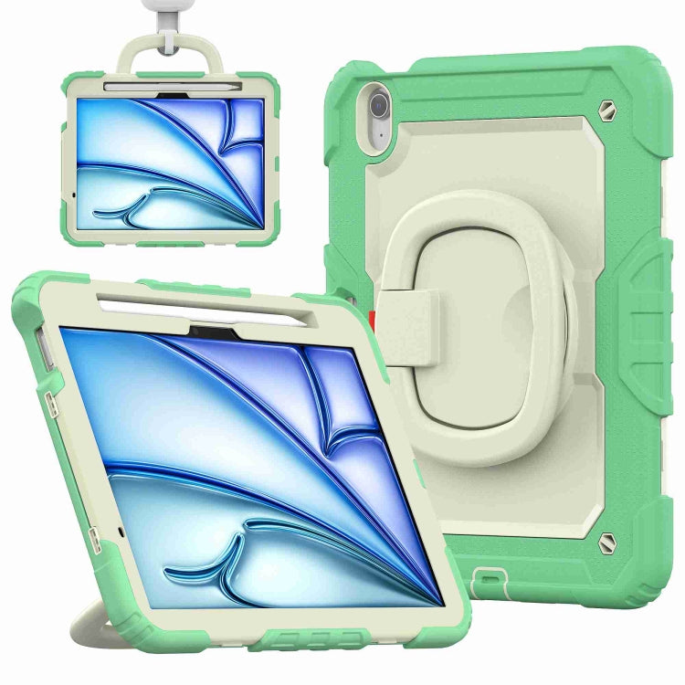 For iPad Air 11 2025 / 2024 Handle Silicone Hydric PC Tablet Case with Shoulder Strap(Light Green) - iPad Air 11 2025 / 2024 Cases by buy2fix | Online Shopping UK | buy2fix