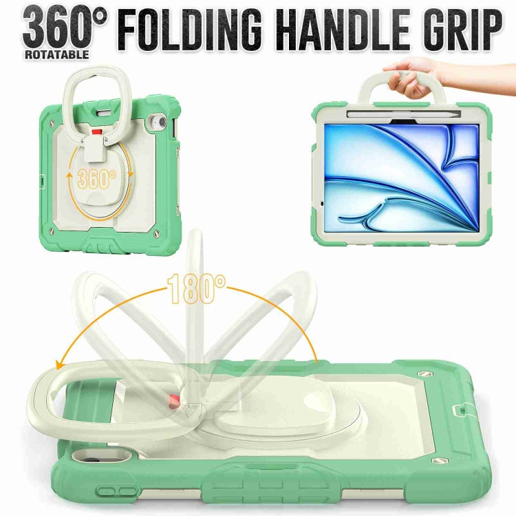 For iPad Air 11 2025 / 2024 Handle Silicone Hydric PC Tablet Case with Shoulder Strap(Light Green) - iPad Air 11 2025 / 2024 Cases by buy2fix | Online Shopping UK | buy2fix