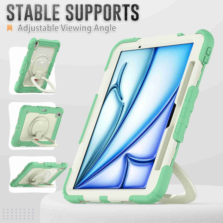 For iPad Air 11 2025 / 2024 Handle Silicone Hydric PC Tablet Case with Shoulder Strap(Light Green) - iPad Air 11 2025 / 2024 Cases by buy2fix | Online Shopping UK | buy2fix