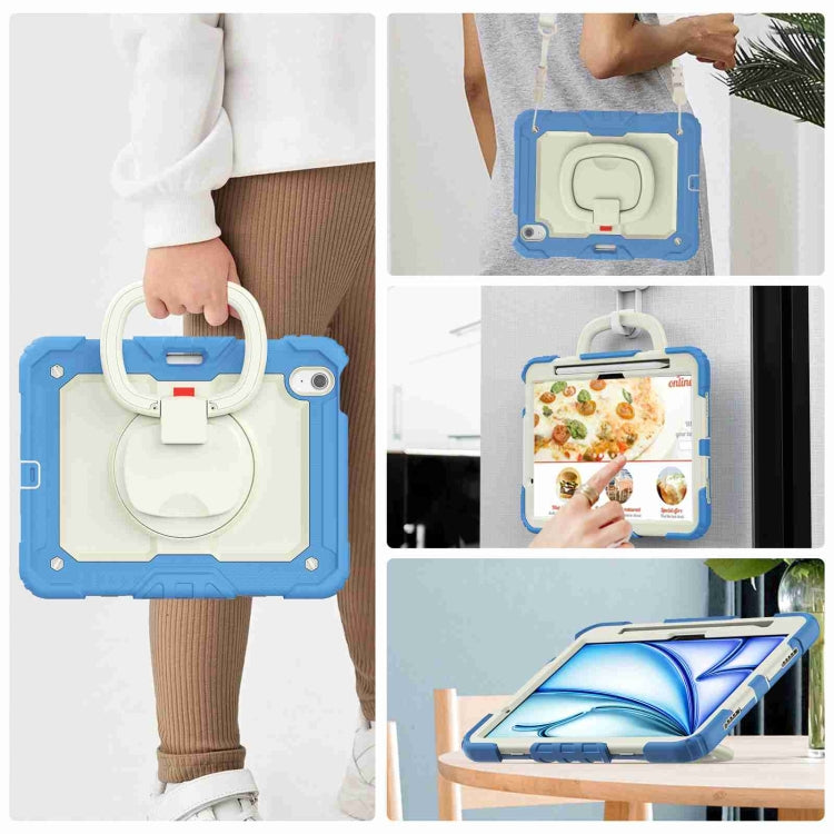 For iPad Air 11 2025 / 2024 Handle Silicone Hydric PC Tablet Case with Shoulder Strap(Cyan-blue) - iPad Air 11 2025 / 2024 Cases by buy2fix | Online Shopping UK | buy2fix