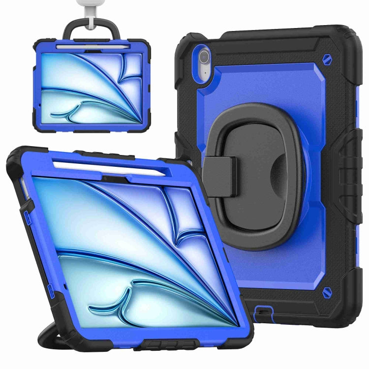 For iPad Air 11 2025 / 2024 Handle Silicone Hydric PC Tablet Case with Shoulder Strap(Dark Blue PC) - iPad Air 11 2025 / 2024 Cases by buy2fix | Online Shopping UK | buy2fix