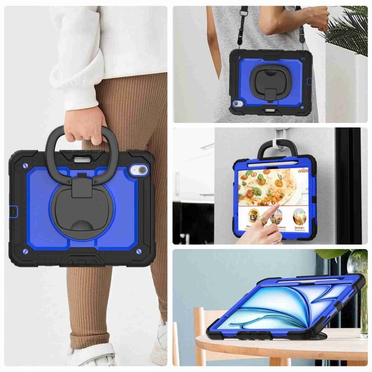 For iPad Air 11 2025 / 2024 Handle Silicone Hydric PC Tablet Case with Shoulder Strap(Dark Blue PC) - iPad Air 11 2025 / 2024 Cases by buy2fix | Online Shopping UK | buy2fix