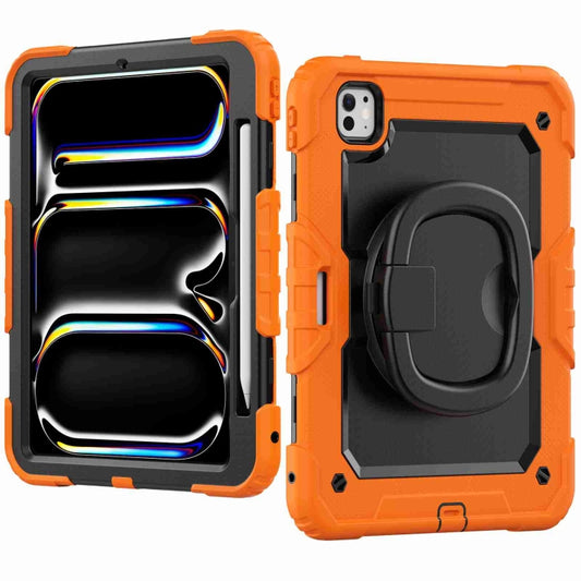 For iPad Pro 11 2025 / 2024 Handle Silicone Hydric PC Tablet Case with Shoulder Strap(Orange) by buy2fix