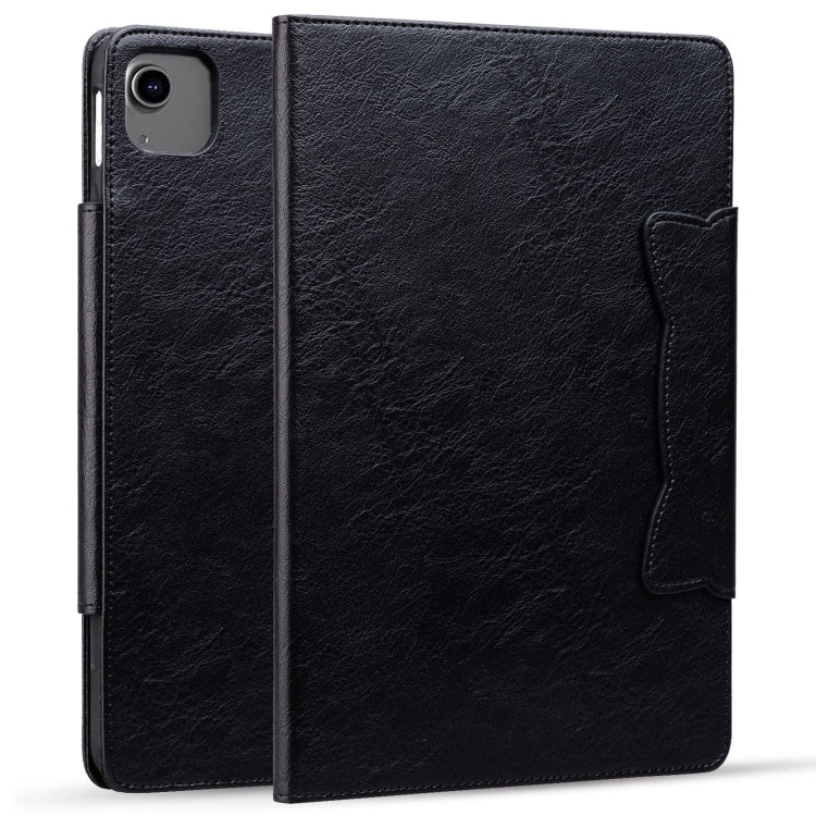 For iPad Pro 12.9 2022 / 2021 / 2020 / 2018 Cat Buckle Leather Smart Tablet Case(Black) - iPad Pro 12.9 (2022/2021) Cases by buy2fix | Online Shopping UK | buy2fix