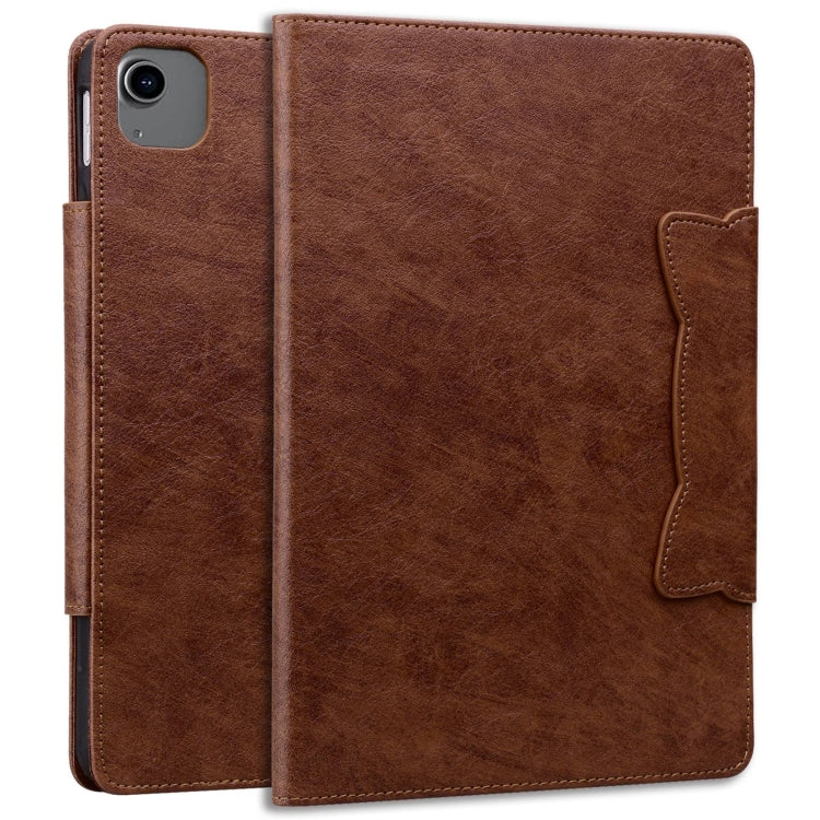 For iPad Pro 12.9 2022 / 2021 / 2020 / 2018 Cat Buckle Leather Smart Tablet Case(Brown) - iPad Pro 12.9 (2022/2021) Cases by buy2fix | Online Shopping UK | buy2fix