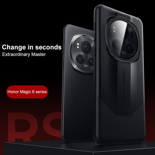 For Honor Magic6 Pro SULADA Splicing Plain Leather PC Shockproof Phone Case(Cyan) - Honor Cases by SULADA | Online Shopping UK | buy2fix