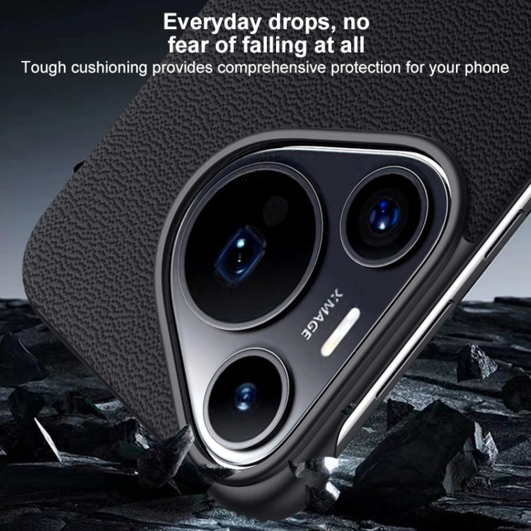 For Huawei Pura 70 SULADA Frameless Top Layer Cowhide Leather + PC Phone Case(Blue) by SULADA