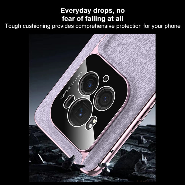 For Honor Magic6 Pro / Magic6 Ultimate SULADA Frameless Top Layer Cowhide Leather + PC Phone Case(Purple) by SULADA