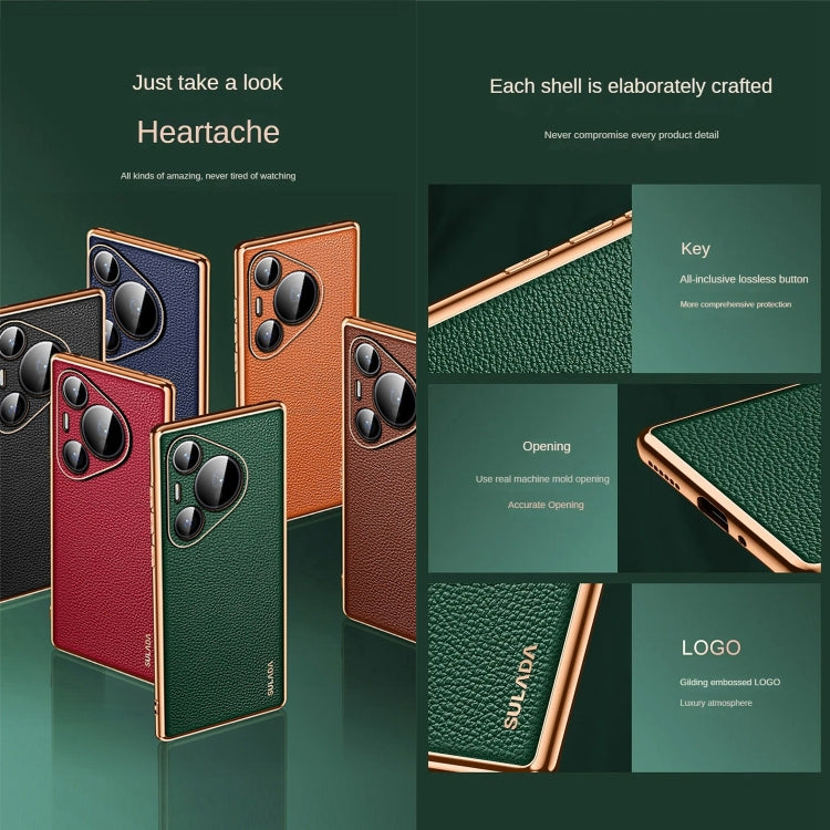 For Huawei Pura 70 SULADA TPU + Litchi Texture Leather Phone Case(Orange) - Huawei Cases by SULADA | Online Shopping UK | buy2fix