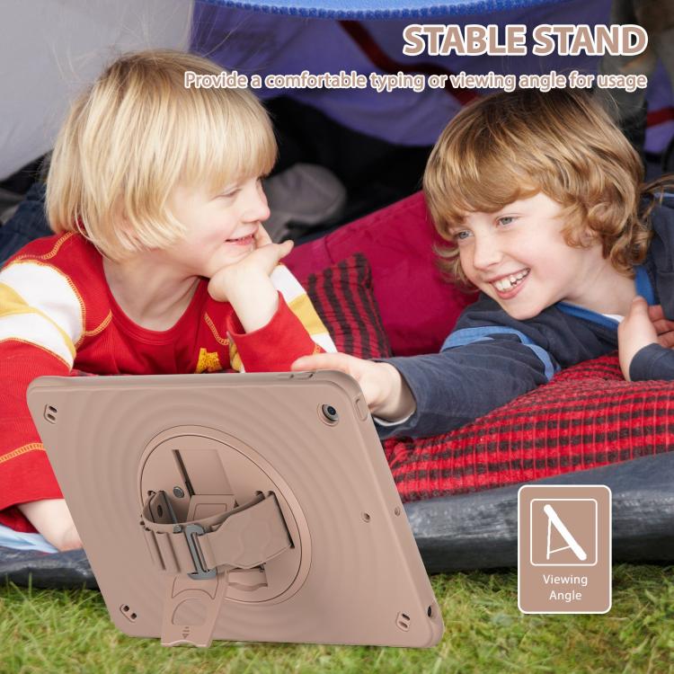 For iPad 10.2 2021 / 2020 / 2019 Rotation Holder Silicone Hybrid PC Tablet Case(Light Coffee) - iPad 10.2 Cases by buy2fix | Online Shopping UK | buy2fix