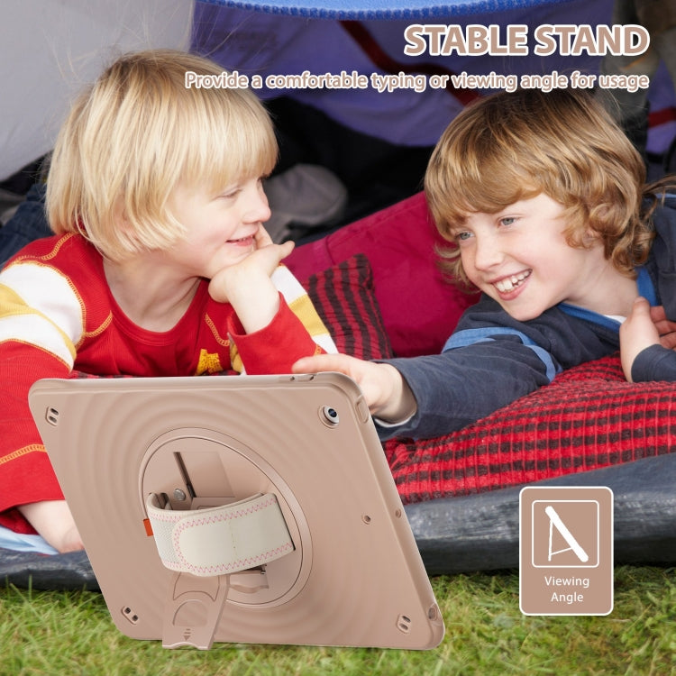 For iPad 10.2 2021 / 2020 / 2019 Rotation Holder Silicone Hybrid PC Tablet Case(Light Coffee) - iPad 10.2 Cases by buy2fix | Online Shopping UK | buy2fix