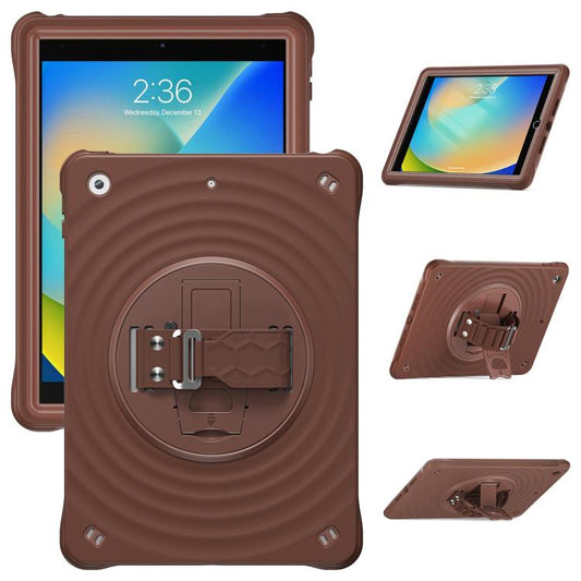 For iPad 10.2 2021 / 2020 / 2019 Rotation Holder Silicone Hybrid PC Tablet Case(Chocolate) - iPad 10.2 Cases by buy2fix | Online Shopping UK | buy2fix
