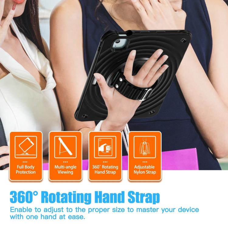 For iPad Air 11 2025 / 2024 Rotation Holder Silicone Hybrid PC Tablet Case(Black) - iPad Air 11 2025 / 2024 Cases by buy2fix | Online Shopping UK | buy2fix